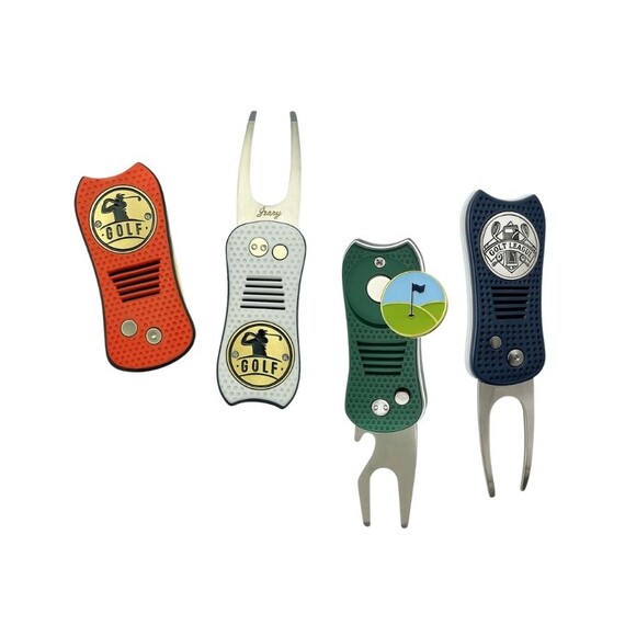 Foldable Divot Tools - ABS foldable golf divot repair tools with integrated magnetic ball markers